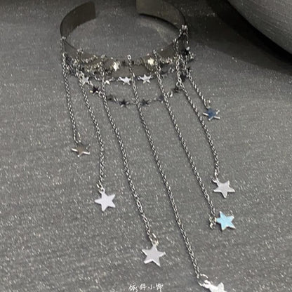 Chain Fringed Open Star Bangle