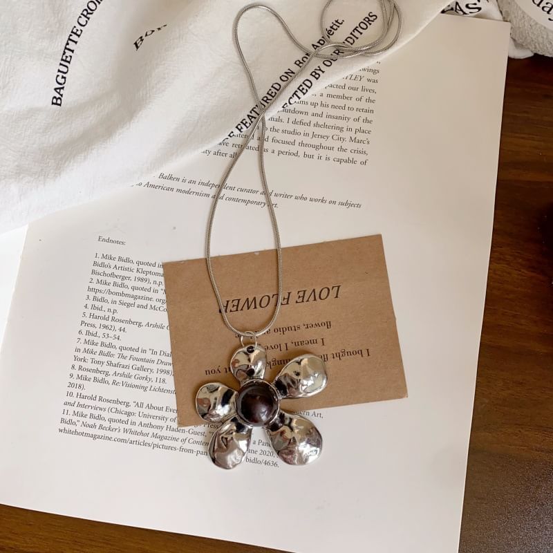 Pendant Necklace Statement Snake Chain Flower