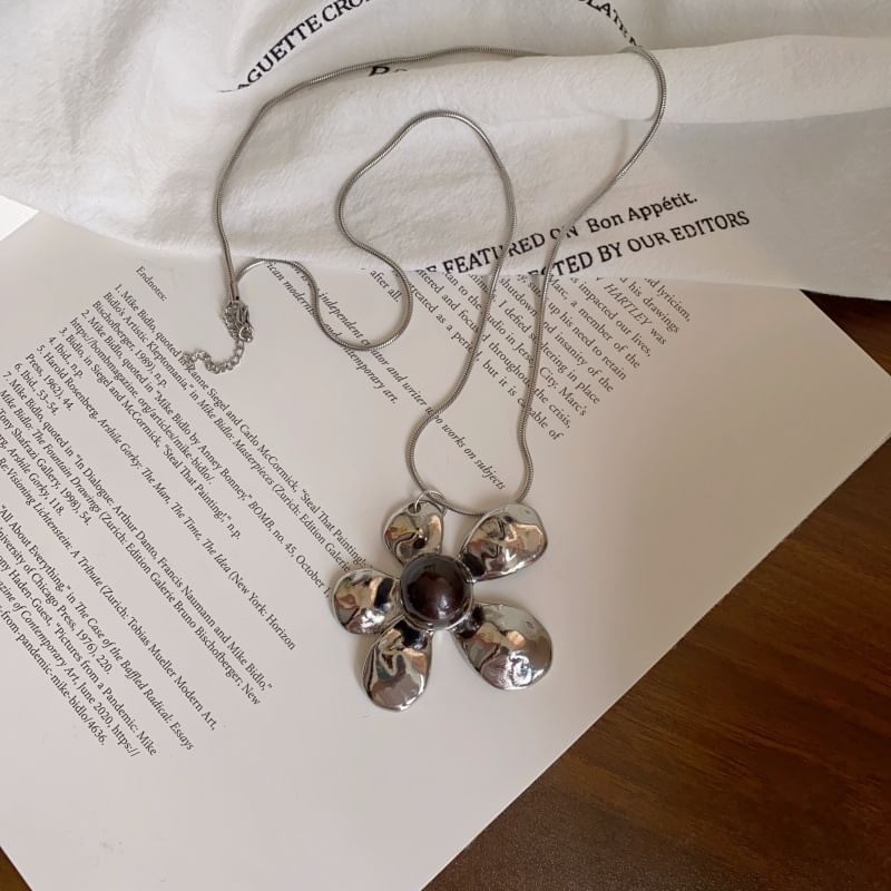 Pendant Necklace Statement Snake Chain Flower