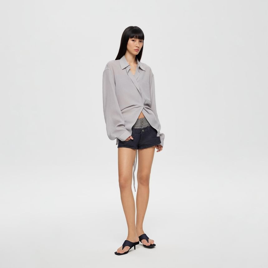 Low Rise Two Tone Denim Hot Pants