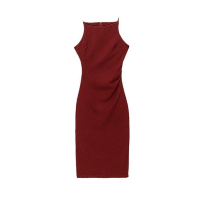Dress Midi Sheath Plain Sleeveless