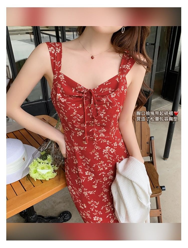 Dress Sleeveless Print V-Neck Maxi Sheath Floral