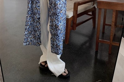 V-Neck Dress Print Floral Midi A-Line Sleeveless