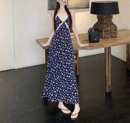 V-Neck Floral / Dress Sleeveless A-Line Cardigan Maxi Print