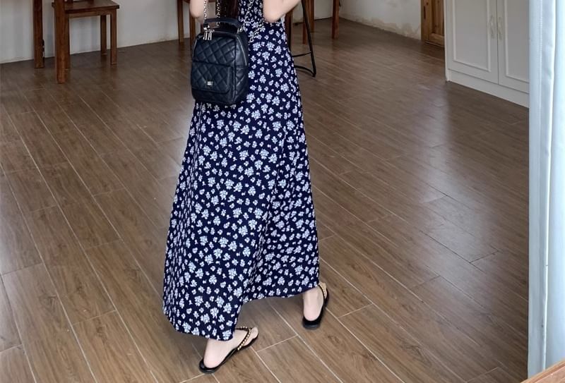 V-Neck Floral / Dress Sleeveless A-Line Cardigan Maxi Print