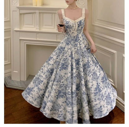 A-Line Dress Floral Print V-Neck Maxi Sleeveless