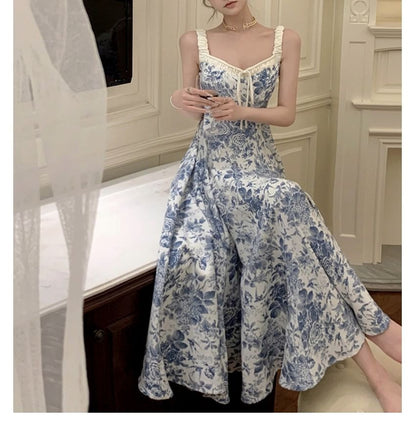 A-Line Dress Floral Print V-Neck Maxi Sleeveless