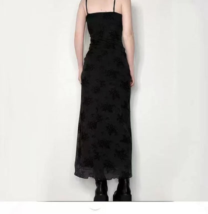 Spaghetti Strap Maxi Dress Lace A-Line