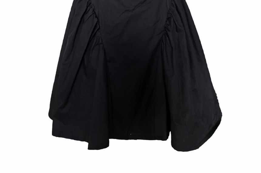 Sleeveless Square Plain Tie A-Line Dress Waist Neck Mini Back Open