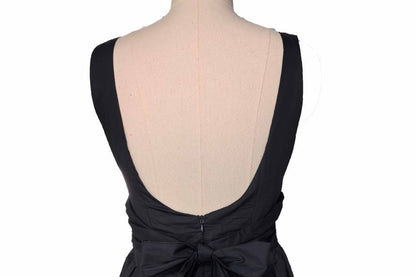 Sleeveless Square Plain Tie A-Line Dress Waist Neck Mini Back Open