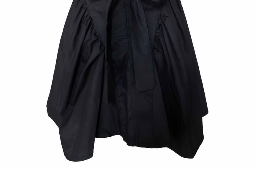 Sleeveless Square Plain Tie A-Line Dress Waist Neck Mini Back Open