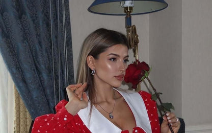 Dress A-Line Mini Ruffle Long-Sleeve Hem Contrast Collar Button-Up