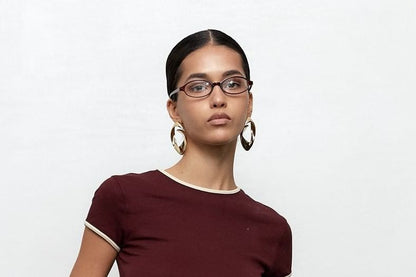 Crop Neck Trim Short-Sleeve Contrast Tee Fit Crew Slim