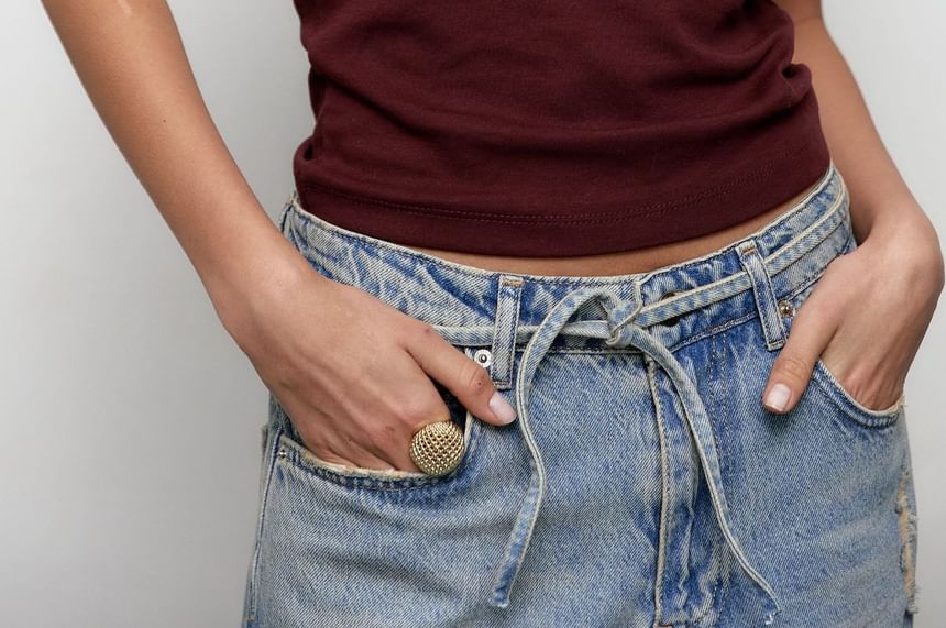 Crop Neck Trim Short-Sleeve Contrast Tee Fit Crew Slim