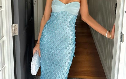 Sheath Lace Maxi Sequin Dress Strapless