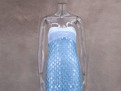 Sheath Lace Maxi Sequin Dress Strapless