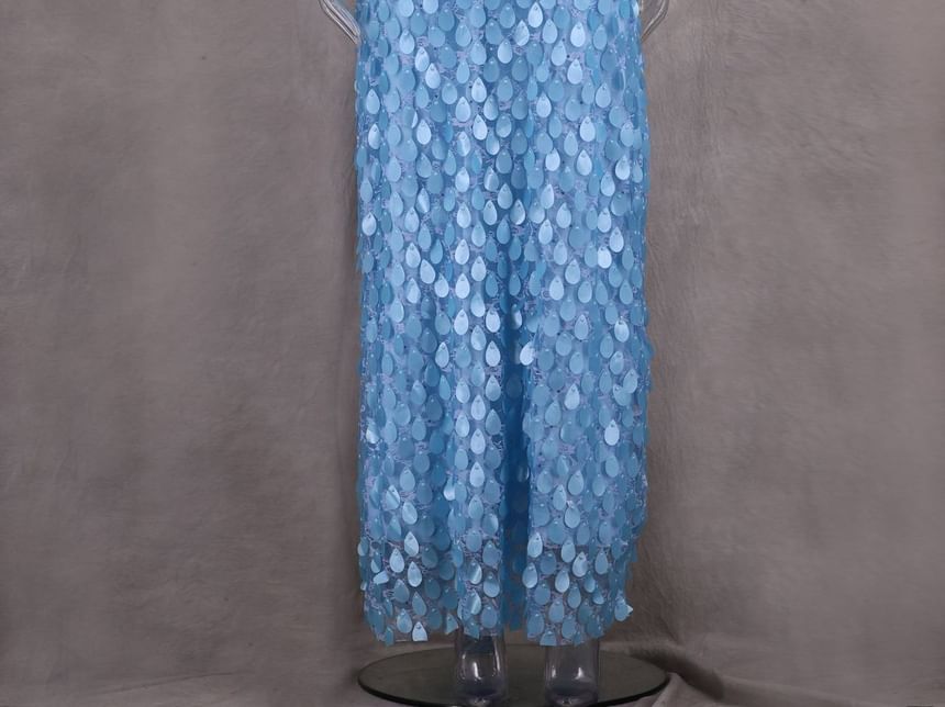 Sheath Lace Maxi Sequin Dress Strapless