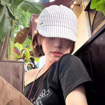 Striped Cap Baseball Brim Short