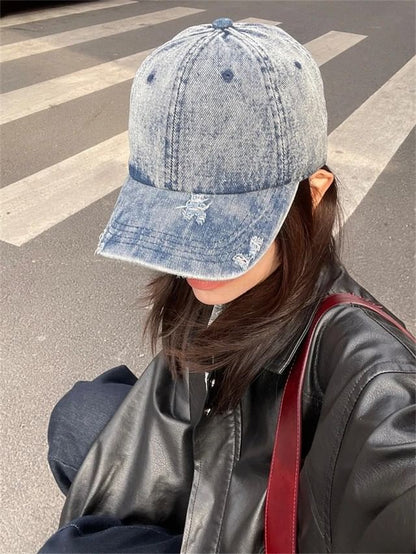 Denim Cap Distressed Baseball