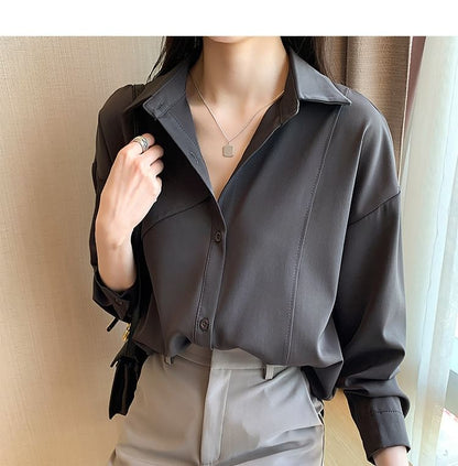 Plain Long-Sleeved Classic Shirt