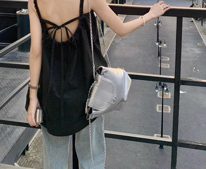 Tie-Back Ruched Plain Cami Top