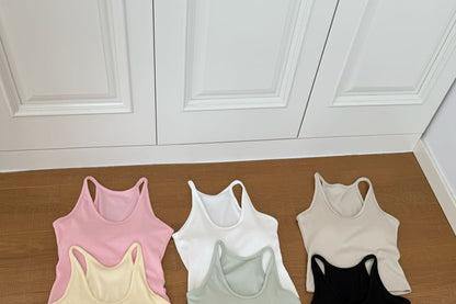 Neck Top Scoop Plain Tank Knit