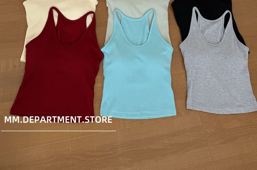 Neck Top Scoop Plain Tank Knit