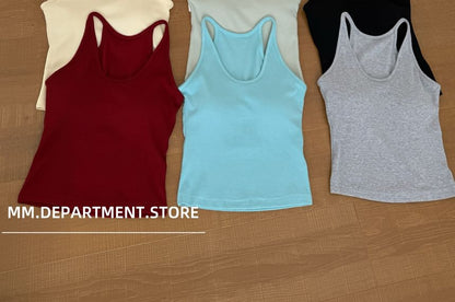 Neck Top Scoop Plain Tank Knit