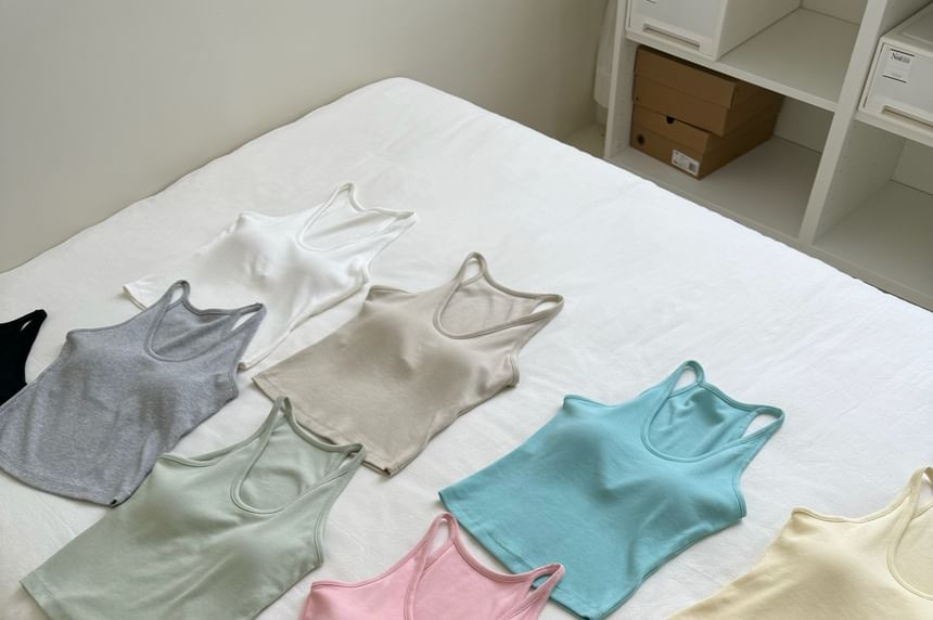 Neck Top Scoop Plain Tank Knit