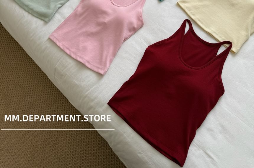 Neck Top Scoop Plain Tank Knit