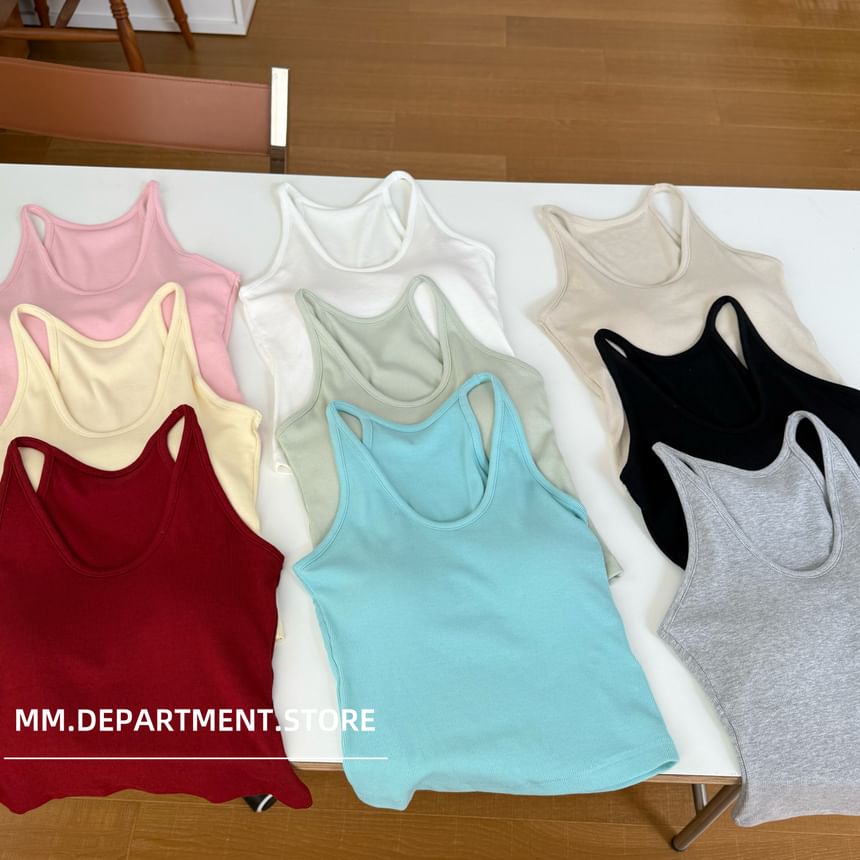 Neck Top Scoop Plain Tank Knit