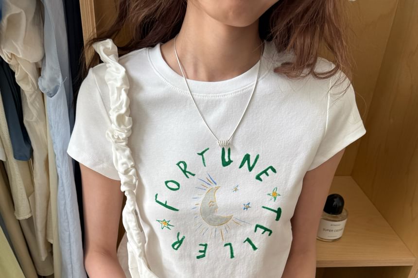 T-Shirt Lettering Short-Sleeve Crewneck Crop