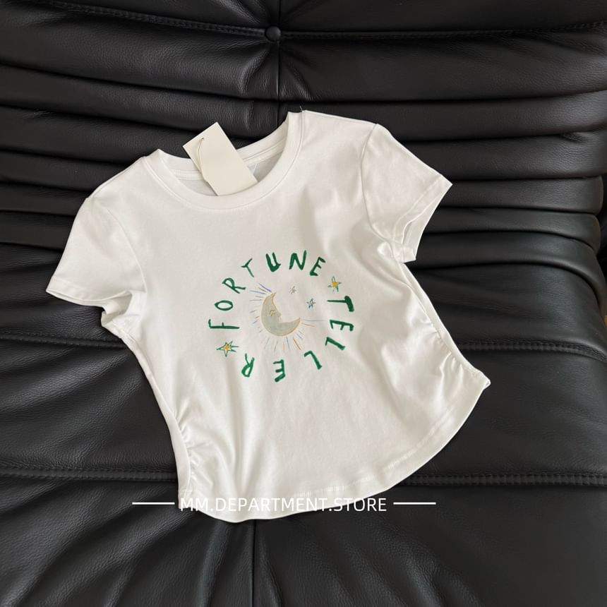 T-Shirt Lettering Short-Sleeve Crewneck Crop