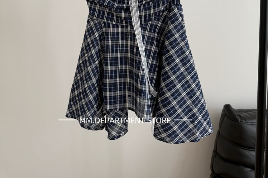 Strapless Flowy Plaid Top