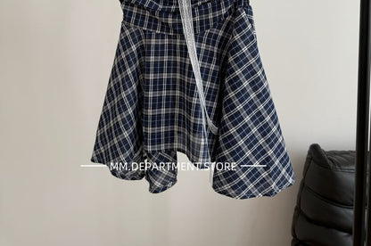 Strapless Flowy Plaid Top