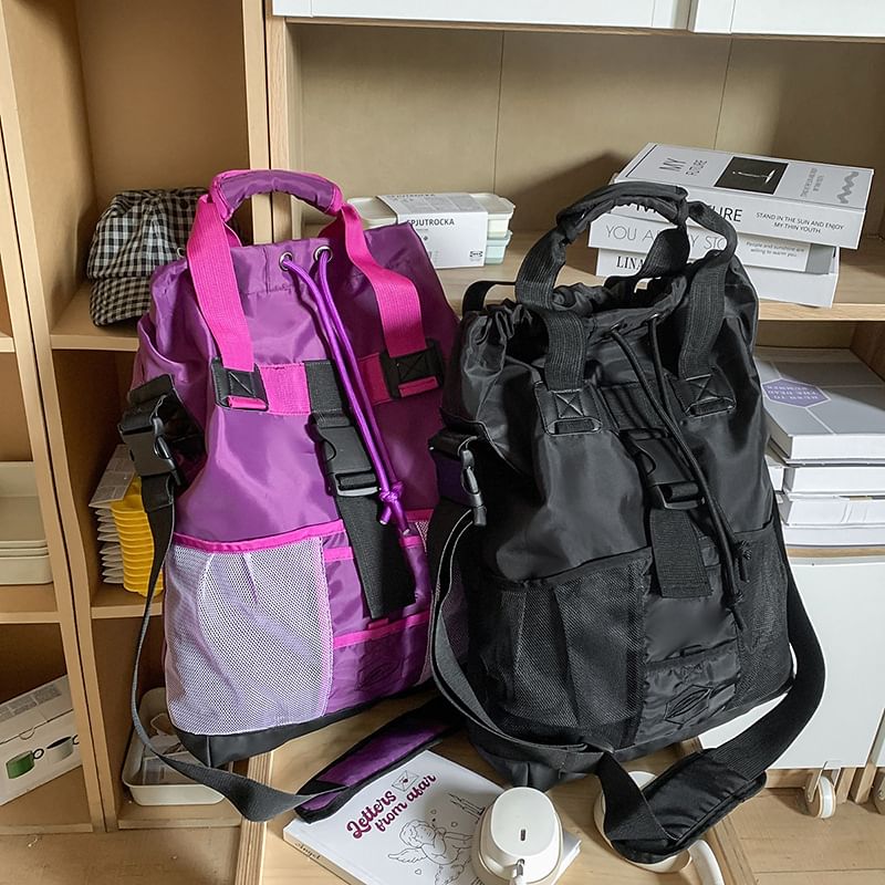 Color Drawstring Bag Block Crossbody