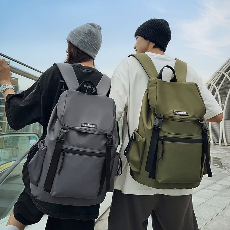 Buckled Backpack Lettering Flap