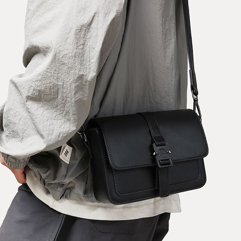 Buckled Faux Leather Satchel