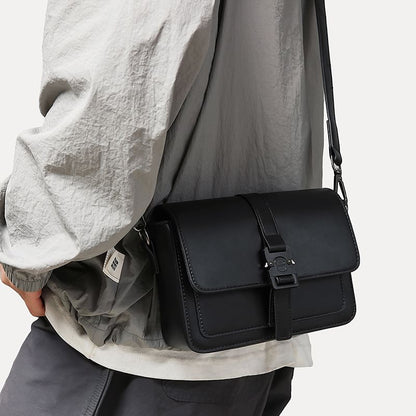 Buckled Faux Leather Satchel