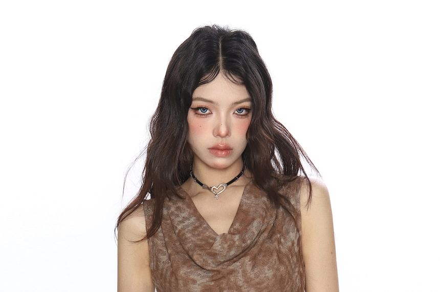 Tie-Dye Ruched Cowl-Neck Cropped Tank Top