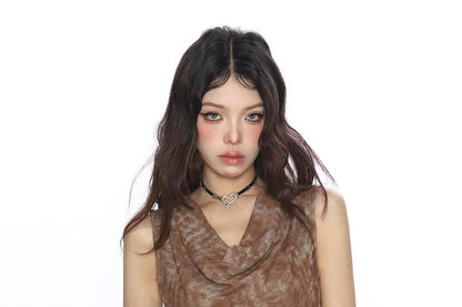 Tie-Dye Ruched Cowl-Neck Cropped Tank Top