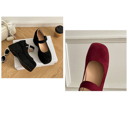 Mary Shoes Plain Wedge Jane Platform