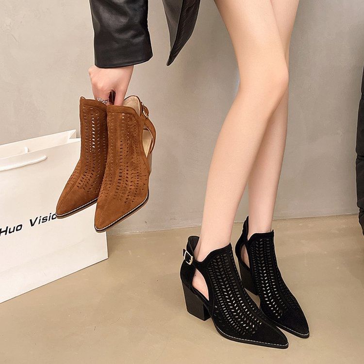 D'Orsay Short Boots Heel Block