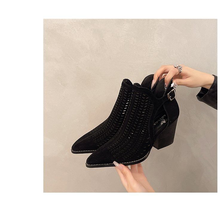 D'Orsay Short Boots Heel Block