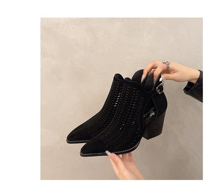 D'Orsay Short Boots Heel Block