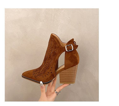 D'Orsay Short Boots Heel Block