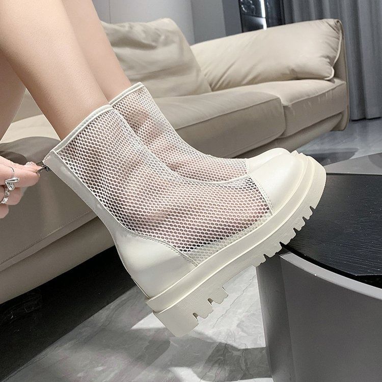 Boots Platform Mesh Plain Short