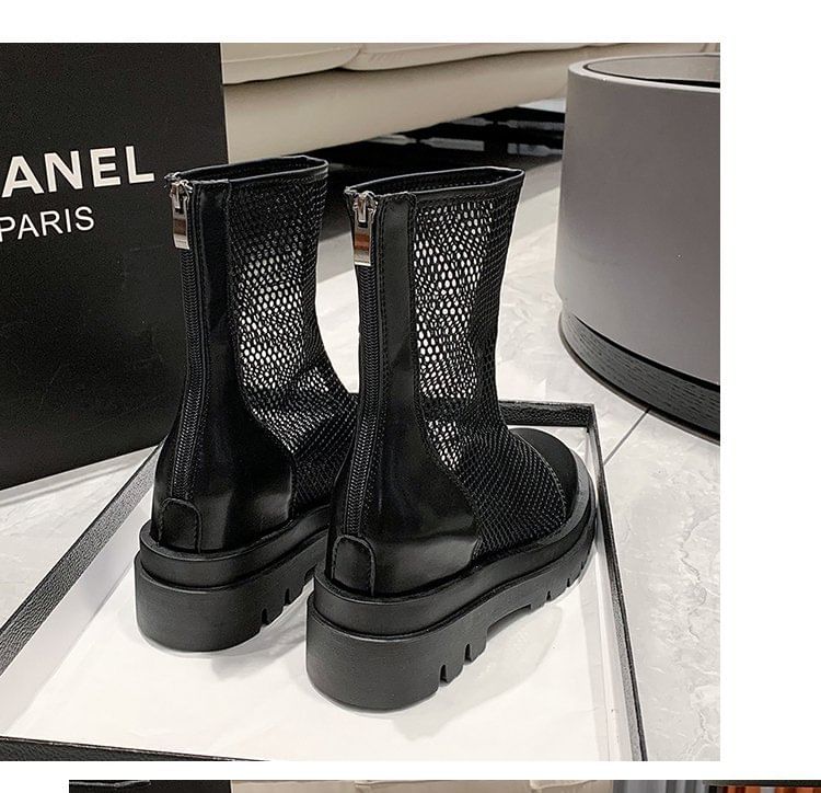 Boots Platform Mesh Plain Short