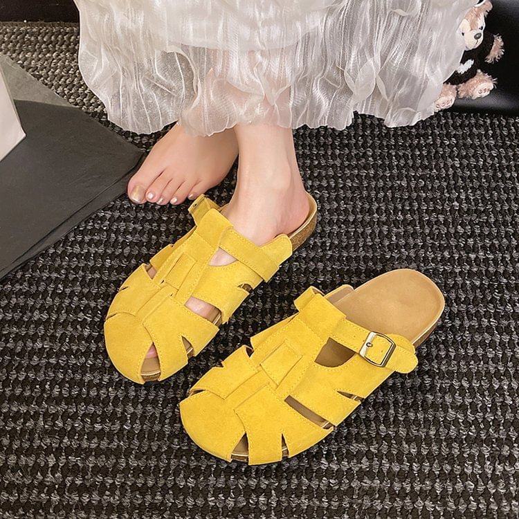 Faux Mules Plain Suede