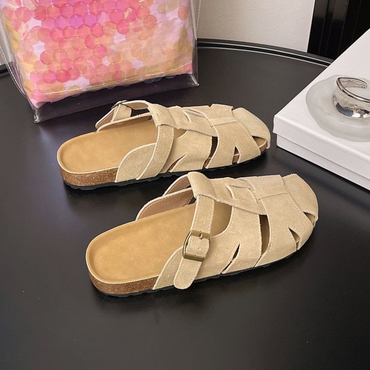 Faux Mules Plain Suede